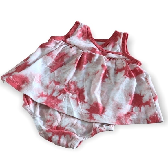 🎉3 For 15$🎉 Calvin Klein Baby Pink White Tie Dye Summer Dress Onesie Sz 3-6 M - Picture 2 of 4